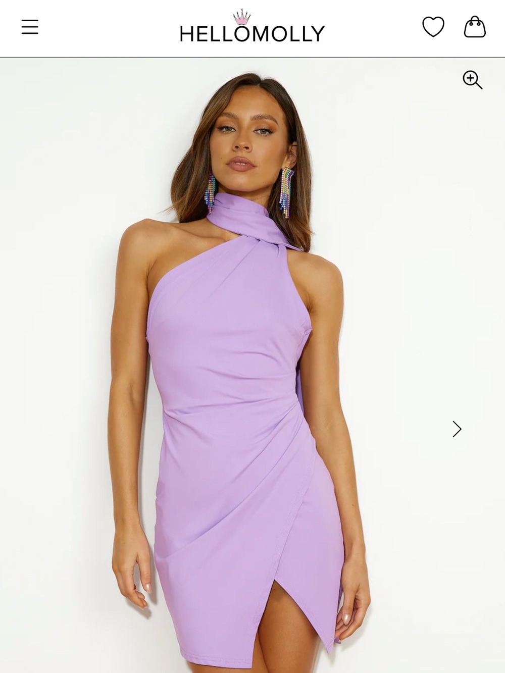 Hello Molly Pastel Lilac One-Shoulder Twist Mini Dress